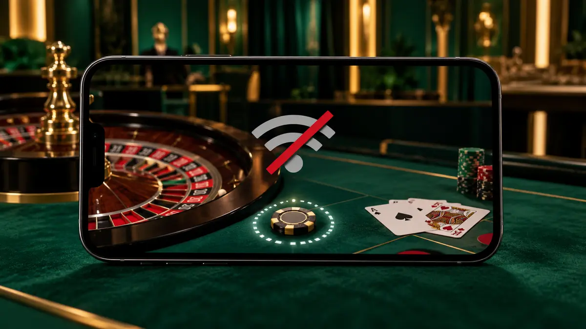Live casino table interrupted by a broken mobile connection