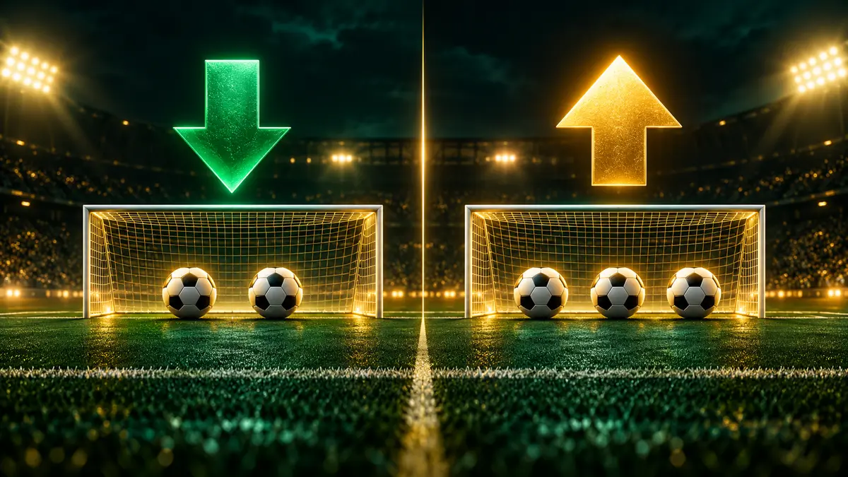 Football goals shown above and below a totals betting line