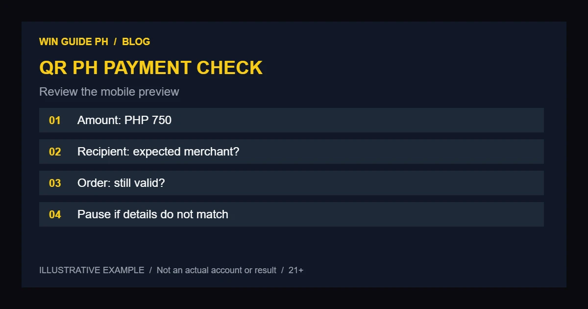QR Ph casino payment checklist on a mobile phone