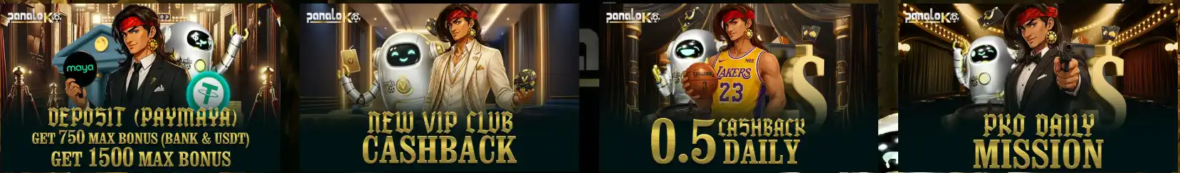 Panaloko promotional selection advertising payment, VIP cashback and daily mission offers