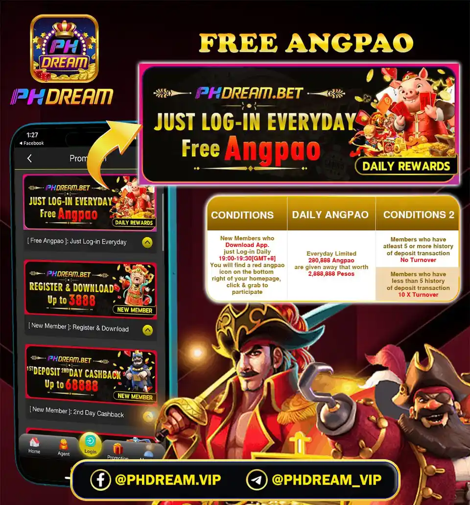 PHDREAM free Angpao daily rewards promotion and conditions