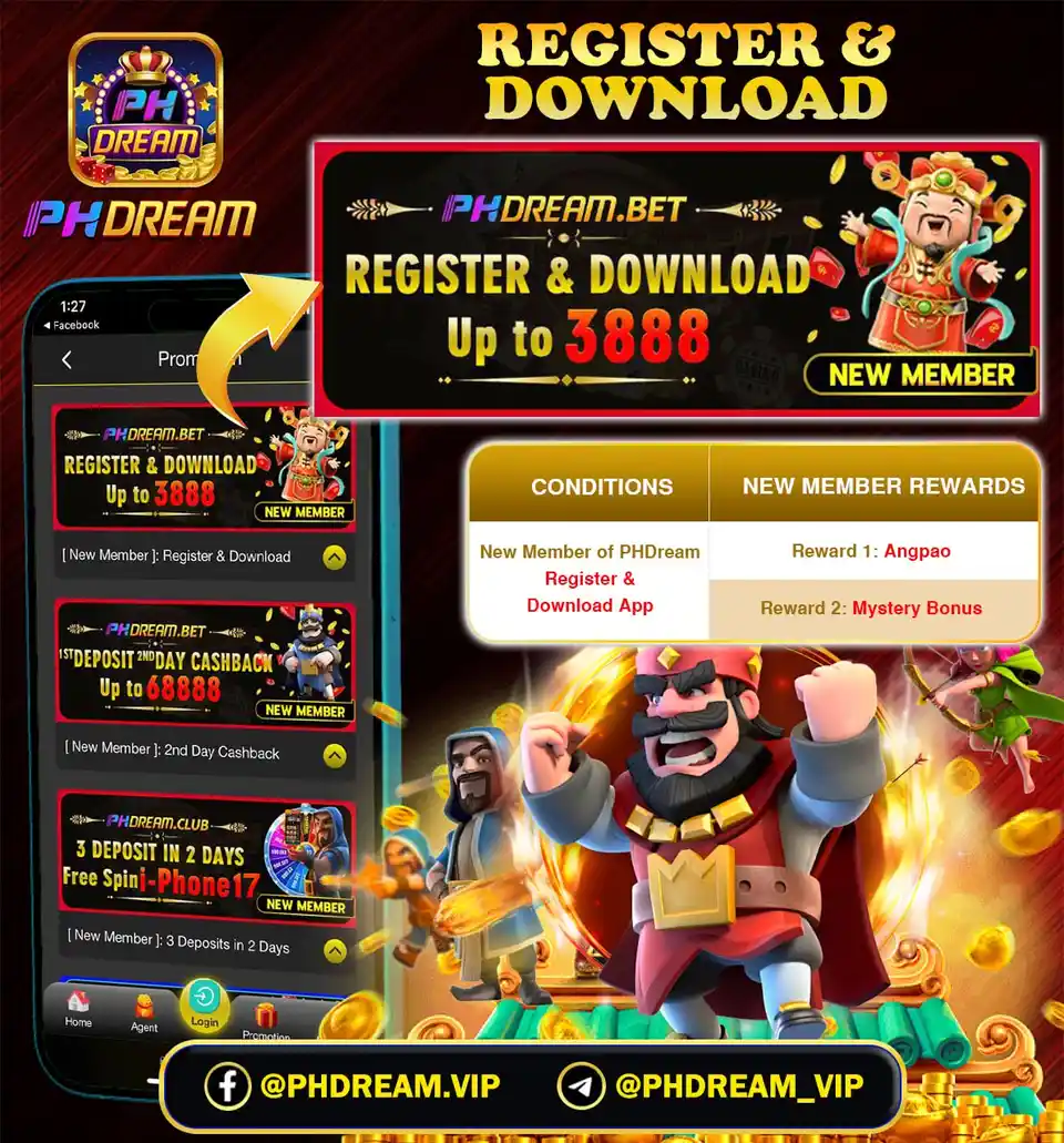 PHDREAM register and download promotion advertising rewards up to 3,888