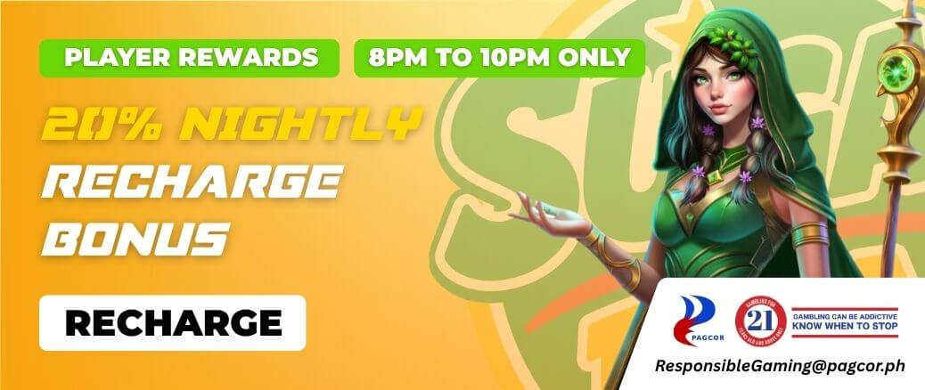 Supplied promotion advertising a 20% nightly recharge bonus from 8 PM to 10 PM